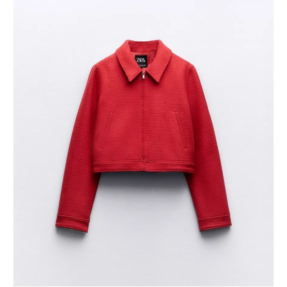 Zara Red Cropped Jacket